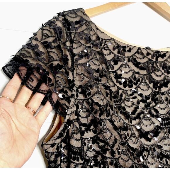 Jessica Howard Formal art deco scalloped sequins black size 6 - Picture 3 of 11
